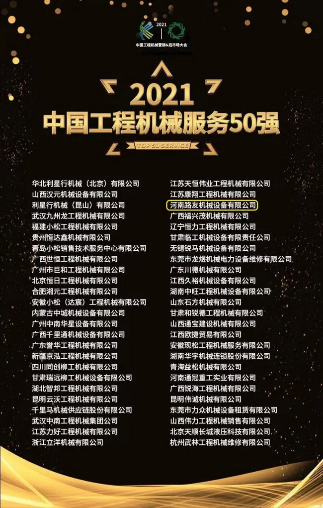 中國工程機(jī)械年度服務(wù)50強(qiáng)榜單 中國工程機(jī)械年度服務(wù)50強(qiáng)榜單